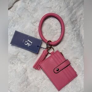 Pretty in Pink Keychain Bracelet Set, Fashion Bangle Bracelet Wristlet w/wallet